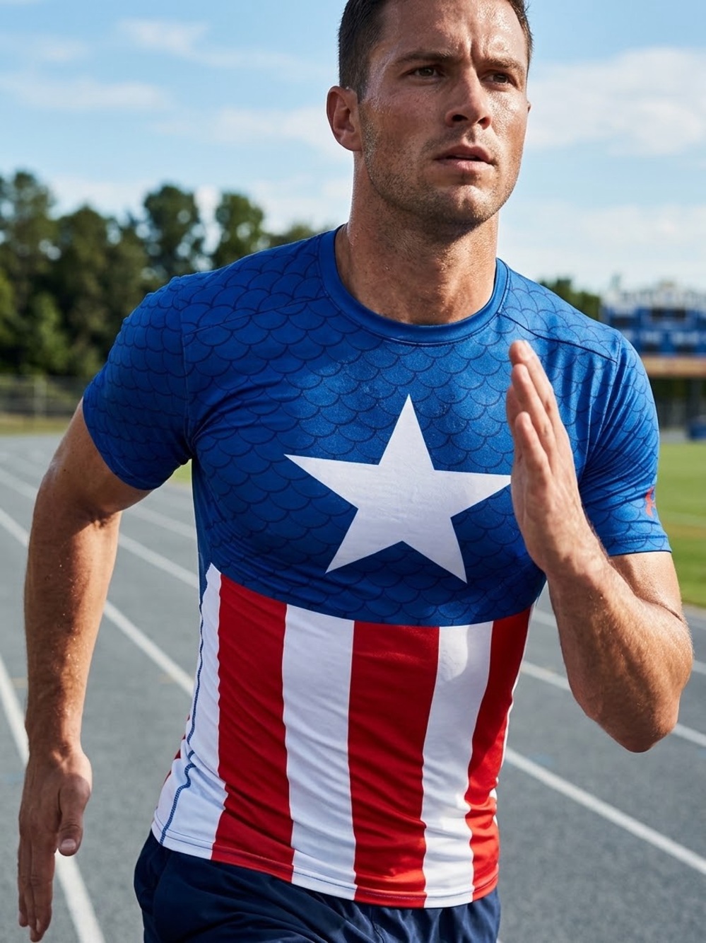 Under Armour Alter Ego Captain America HeatGear Compression Shirt Mens L
